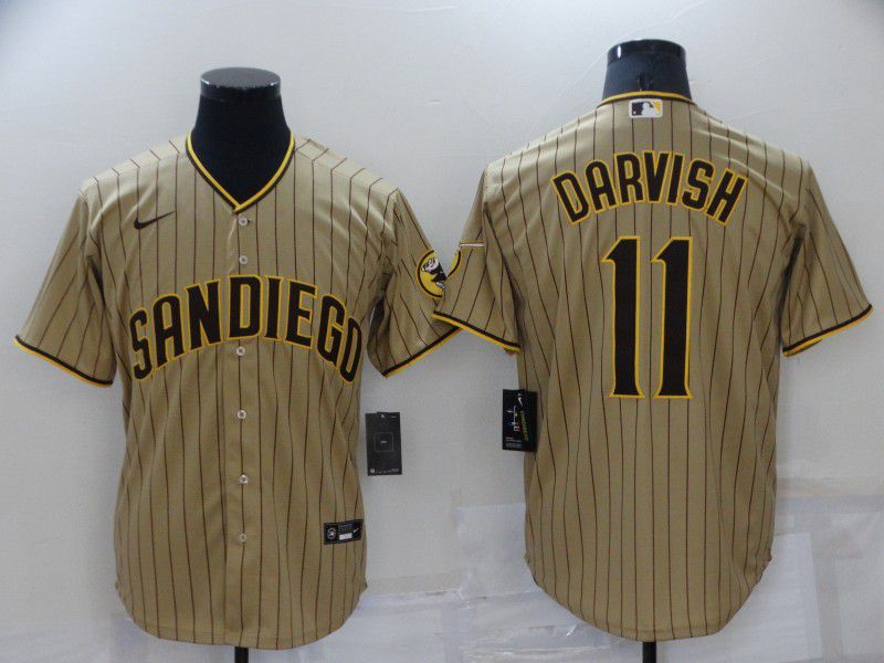 Men San Diego Padres #11 Darvish brown Strip Game 2022 Nike MLB Jersey->san diego padres->MLB Jersey
